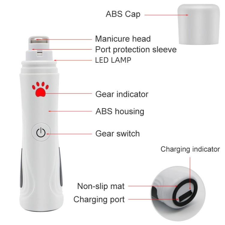 RC-306 Animal Nail Grinder USB Automatic Manicure, Animal Nail Grinder