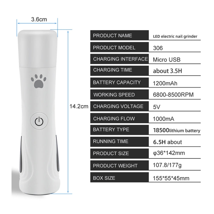 RC-306 Animal Nail Grinder USB Automatic Manicure, Animal Nail Grinder