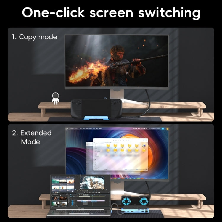 YCE-V279A 9 in 1 USB-C Gaming Dock Station with Detachable Fan, 9 in 1