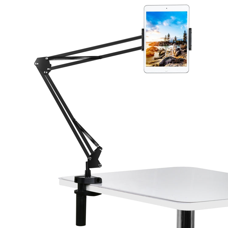 PULUZ Live Broadcast Desktop Arm Stand Suspension Clamp Holder with Tablet PC Clamp, DesktoType-C Interface Microphone Arm Stand