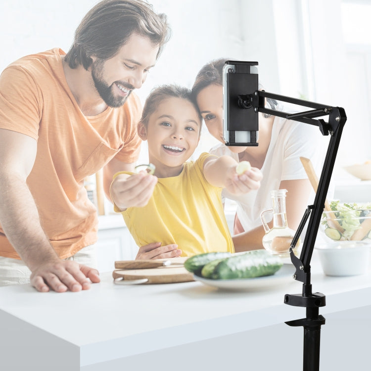 PULUZ Live Broadcast Desktop Arm Stand Suspension Clamp Holder with Tablet PC Clamp, DesktoType-C Interface Microphone Arm Stand
