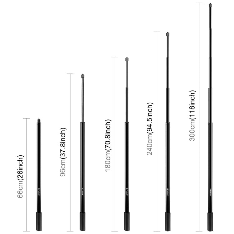 PULUZ 3m Metal Selfie Stick Monopod for Insta360 One RS / X2 / X3, 3m Monopod