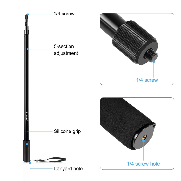 PULUZ 3m Metal Selfie Stick Monopod for Insta360 One RS / X2 / X3, 3m Monopod
