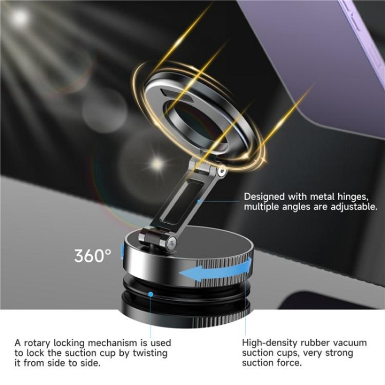 K11 Desktop Car Metal Cellphone Holder Foldable Vacuum Magnetic Phone Stand