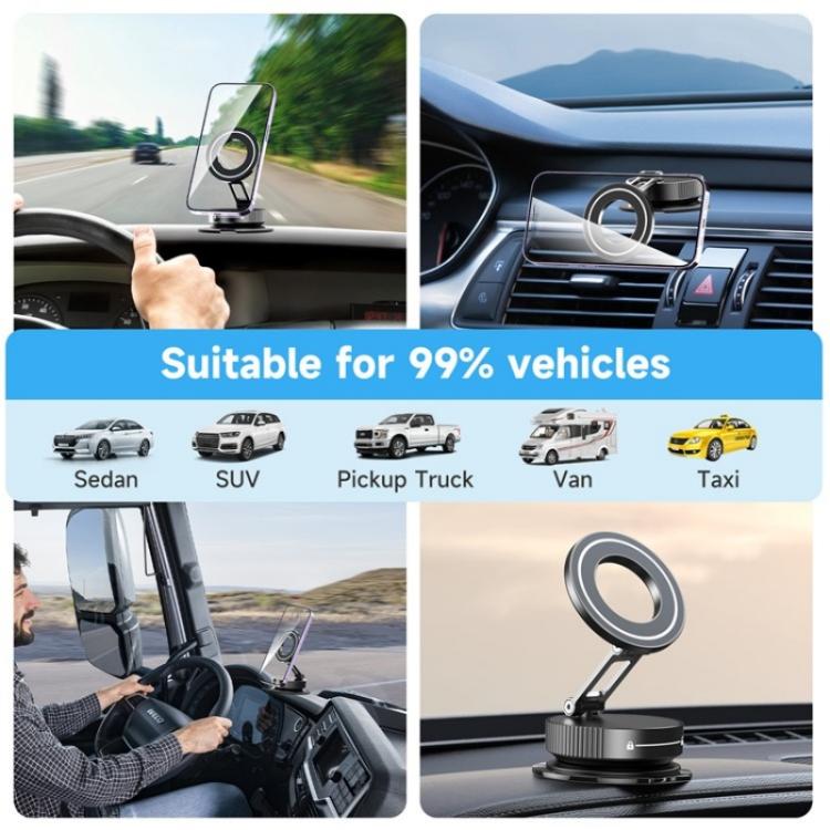 K11 Desktop Car Metal Cellphone Holder Foldable Vacuum Magnetic Phone Stand