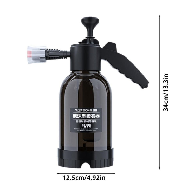 2L Foam Sprayer Pressure Spray Bottle for Car Washing Plants Watering Fertilizing, 9321F Transparent Black