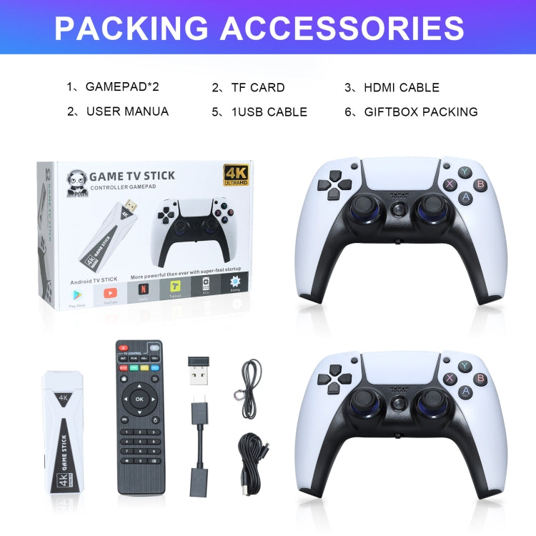 U10 Video Game Console 64G 10000+ Games Retro Handheld 4K TV Game Stick Wireless Controller, U10 64G 10000+ Games