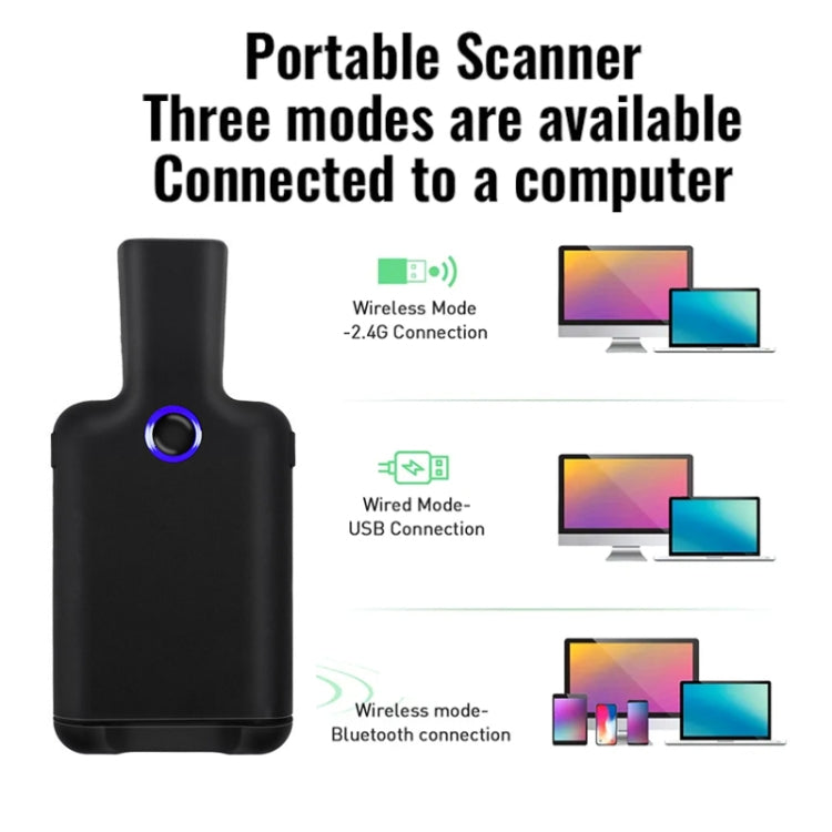 HC101D 2D Bluetooth Barcode Scanner Wireless Back Clip Phone Barcode Reader, 2D Side