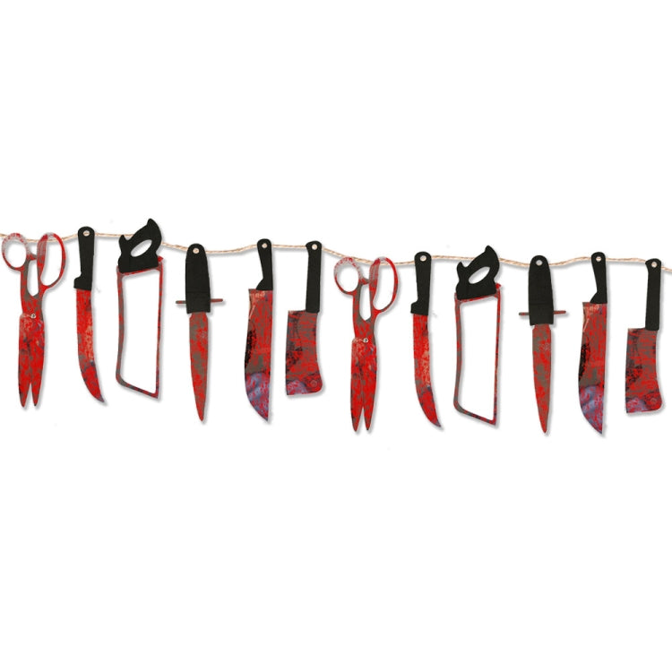 Halloween Imitation Blood Knife Pendant Decorative Flag Haunted House Door Curtain