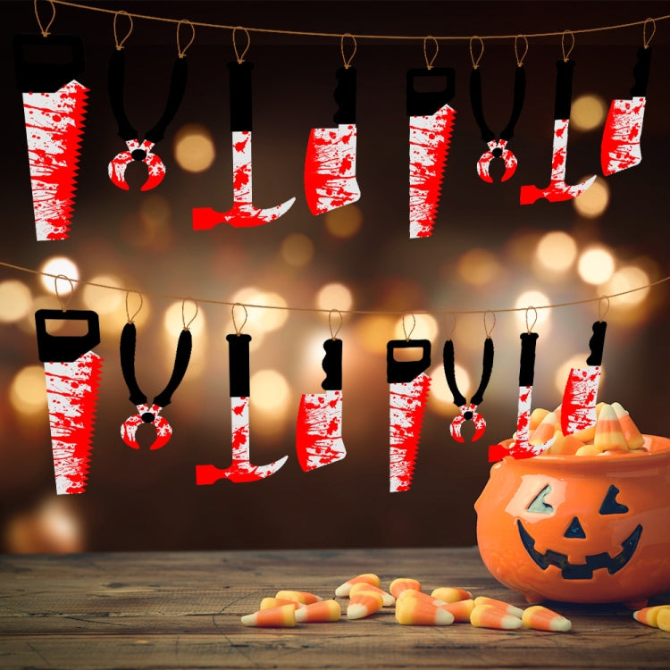 Halloween Imitation Blood Knife Pendant Decorative Flag Haunted House Door Curtain