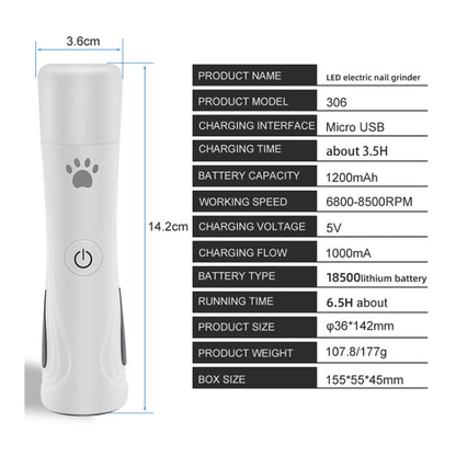 RC-306 Animal Nail Grinder USB Automatic Manicure, Animal Nail Grinder