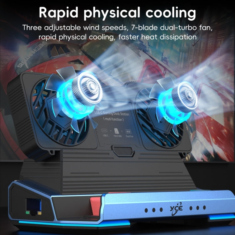 YCE-V279A 9 in 1 USB-C Gaming Dock Station with Detachable Fan, 9 in 1