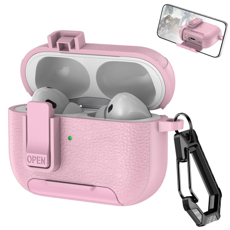 Leather Texture Wireless Earphones Case with Hook & Holder, For AirPods Pro 3, For AirPods 4, For AirPods Pro 2, For AirPods 3