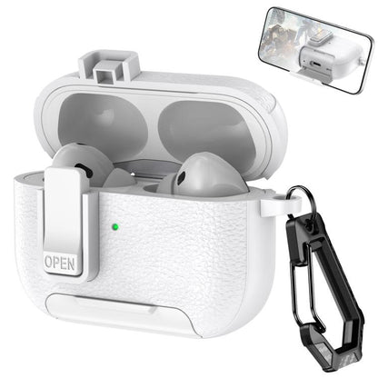 Leather Texture Wireless Earphones Case with Hook & Holder, For AirPods Pro, For AirPods 1 / 2