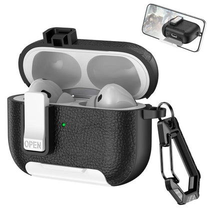 Leather Texture Wireless Earphones Case with Hook & Holder, For AirPods Pro, For AirPods 1 / 2