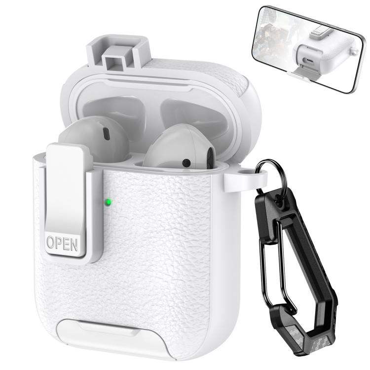 Leather Texture Wireless Earphones Case with Hook & Holder, For AirPods Pro, For AirPods 1 / 2