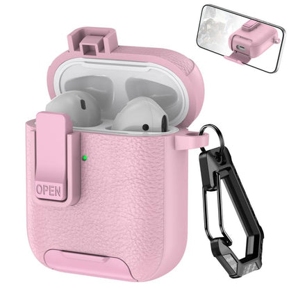 Leather Texture Wireless Earphones Case with Hook & Holder, For AirPods Pro, For AirPods 1 / 2