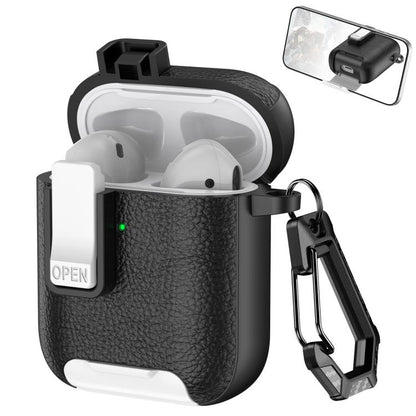 Leather Texture Wireless Earphones Case with Hook & Holder, For AirPods Pro, For AirPods 1 / 2