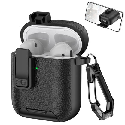 Leather Texture Wireless Earphones Case with Hook & Holder, For AirPods Pro, For AirPods 1 / 2