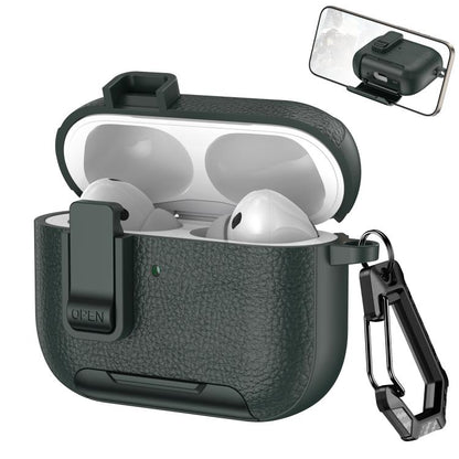 Leather Texture Wireless Earphones Case with Hook & Holder, For AirPods Pro 3, For AirPods 4, For AirPods Pro 2, For AirPods 3