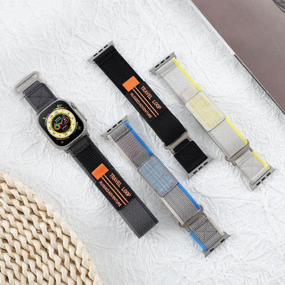 xDfind Double Section Metal Buckle Loop Nylon Braided Watch Band, For Apple Watch 46mm / 49mm / 45mm / 44mm, For Apple Watch 42mm / 41mm / 40mm / 38mm