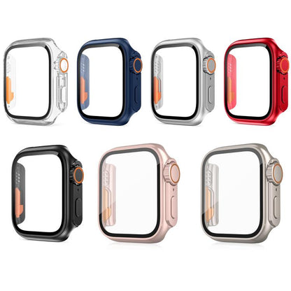 xDfind Change to Ultra 49mm Tempered Glass Film Integrated PC Watch Cover, For Apple Watch Series 6 / 5 / 4 / SE 44mm, For Apple Watch Series 6 / 5 / 4 / SE 40mm, For Apple Watch Series 9 / 8 / 7 45mm, For Apple Watch Series 9 / 8 / 7 41mm