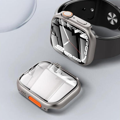 xDfind Change to Ultra 49mm Tempered Glass Film Integrated PC Watch Cover, For Apple Watch Series 6 / 5 / 4 / SE 44mm, For Apple Watch Series 6 / 5 / 4 / SE 40mm, For Apple Watch Series 9 / 8 / 7 45mm, For Apple Watch Series 9 / 8 / 7 41mm