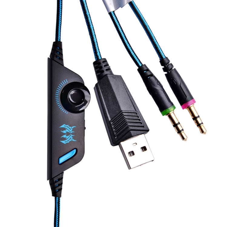 KOTION EACH G2000 Over-ear Game Gaming Headphone Headset Earphone Headband with Mic Stereo Bass LED Light for PC Gamer,Cable Length: About 2.2m(White + Red)