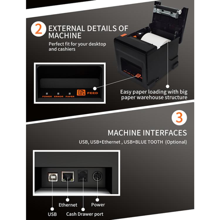 ZJ-8360-L USB Bluetooth Wireless Auto-cutter 80mm Thermal Receipt Printer