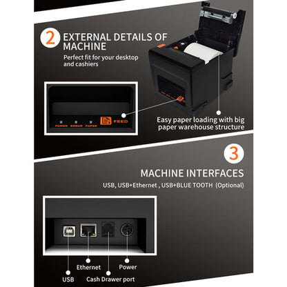 ZJ-8360-L USB Bluetooth Wireless Auto-cutter 80mm Thermal Receipt Printer