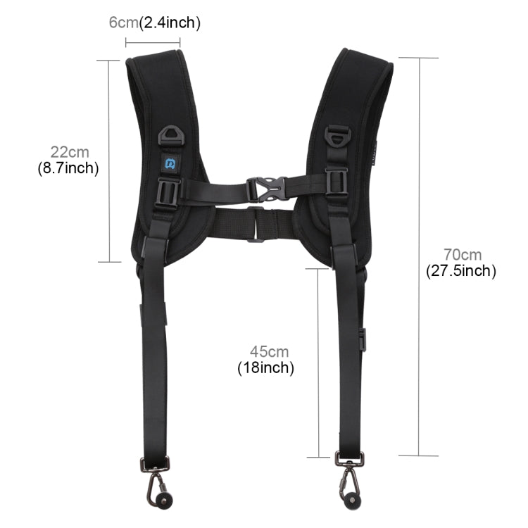 PULUZ 2 in 1 Multi-functional Bundle Waistband Strap + Double Shoulders Strap Kits with Hook for SLR / DSLR Cameras