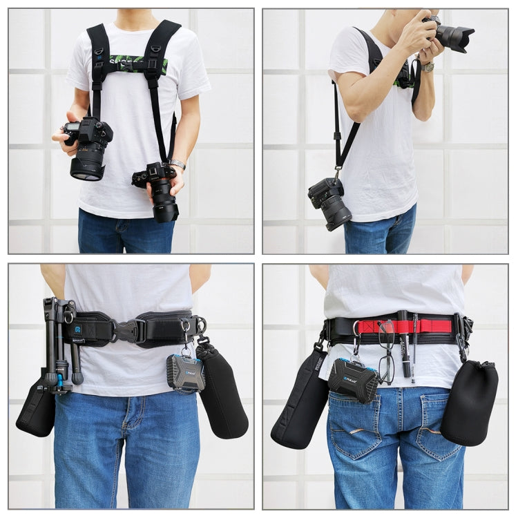 PULUZ 2 in 1 Multi-functional Bundle Waistband Strap + Double Shoulders Strap Kits with Hook for SLR / DSLR Cameras