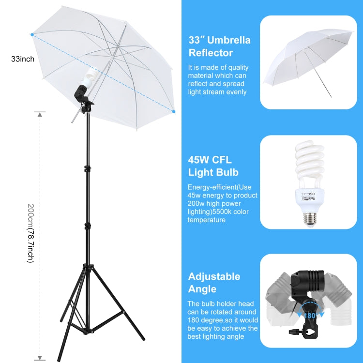 PULUZ LED Light Studio Softbox Photography Kit with Background & Reflective & Tripod Mount & Sandbags, Photography Light  Kit, US Plug, Photography Light  Kit, EU Plug