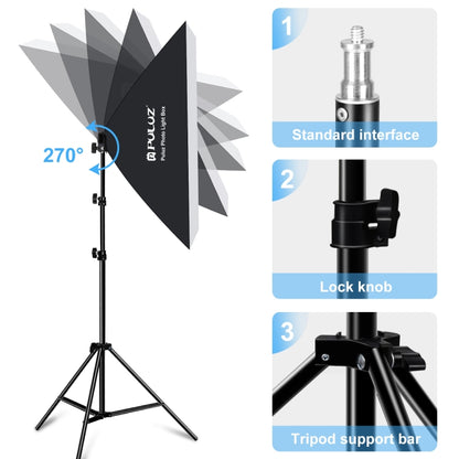 PULUZ 50x70cm Studio Softbox + 2m Tripod Mount + Single E27 30W 5700K White Light LED Bulb Photography Kit, Single Bulb US Plug, Single Bulb EU Plug