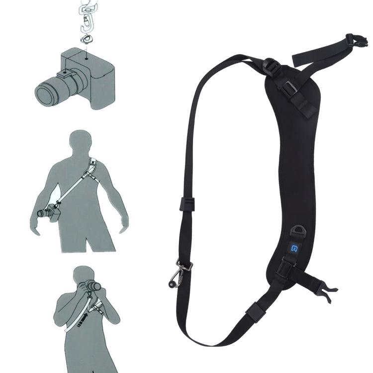 PULUZ Quick Release Anti-Slip Soft Pad Nylon Breathable Curved Camera Strap with Metal Hook for SLR / DSLR Cameras