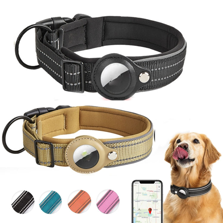 For AirTag Tracker Dog Collar Neoprene Lining Reflective Pet Collar, S, M, L, XL