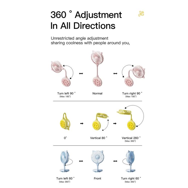 Mini Suction Cup Fan USB Rechargeable Desktop Portable Folding Fan