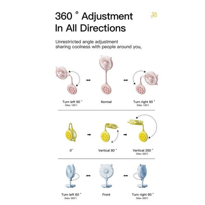 Mini Suction Cup Fan USB Rechargeable Desktop Portable Folding Fan