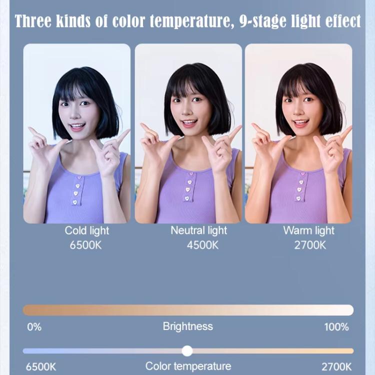 Clip-On Selfie Ring Light with Mirror Rechargeable Portable Makeup Light 3 Adjustable Color Temperatures