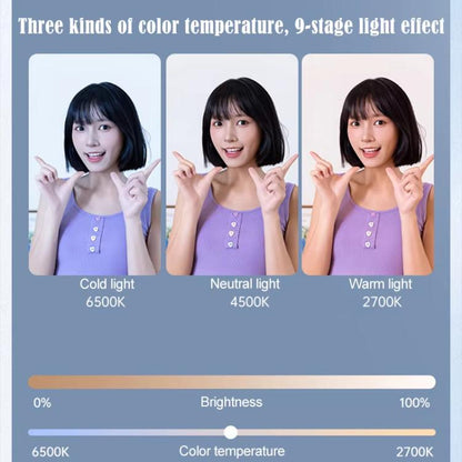 Clip-On Selfie Ring Light with Mirror Rechargeable Portable Makeup Light 3 Adjustable Color Temperatures
