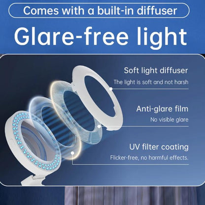 Clip-On Selfie Ring Light with Mirror Rechargeable Portable Makeup Light 3 Adjustable Color Temperatures