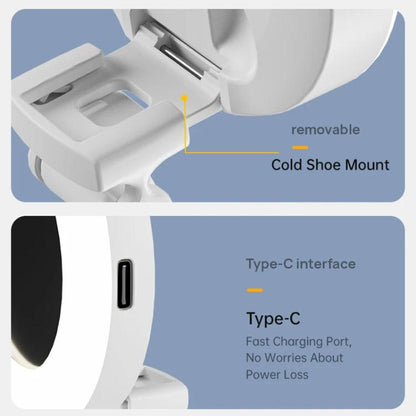 Clip-On Selfie Ring Light with Mirror Rechargeable Portable Makeup Light 3 Adjustable Color Temperatures