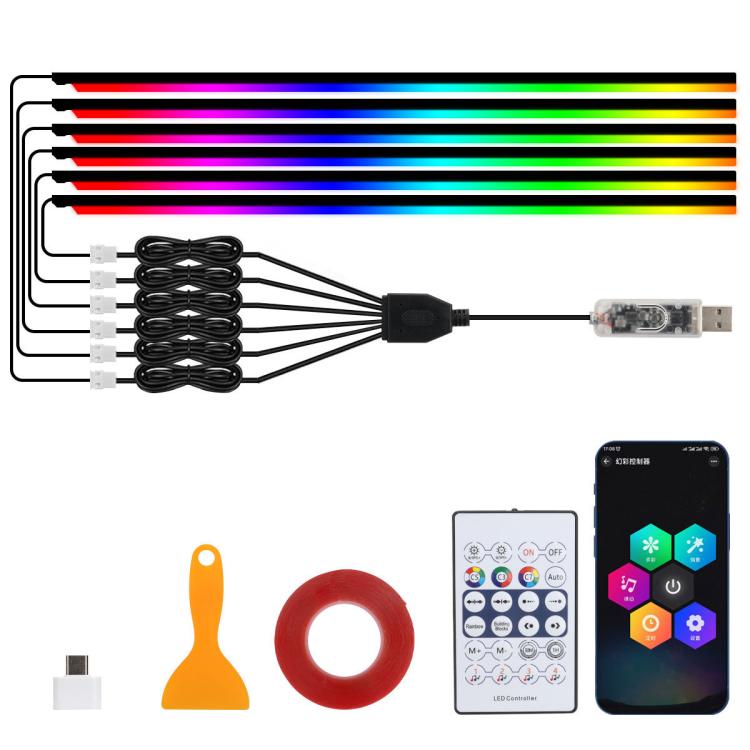 3 Control App Remote Control Colorful Car Interior Ambient Lighting Modified LED Acrylic USB Car Ambient Lighting
