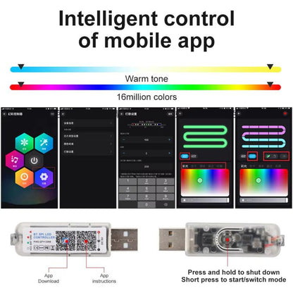 3 Control App Remote Control Colorful Car Interior Ambient Lighting Modified LED Acrylic USB Car Ambient Lighting