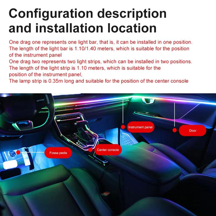3 Control App Remote Control Colorful Car Interior Ambient Lighting Modified LED Acrylic USB Car Ambient Lighting