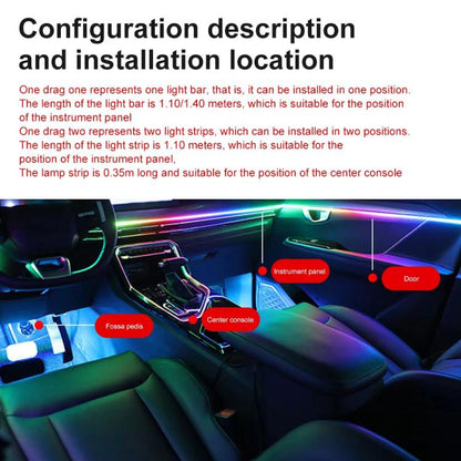 3 Control App Remote Control Colorful Car Interior Ambient Lighting Modified LED Acrylic USB Car Ambient Lighting