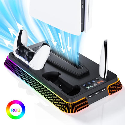 For PS5 Pro / PS5 Slim / PS5 Multifunctional Cooling Base With Dual Handle Charging Dock