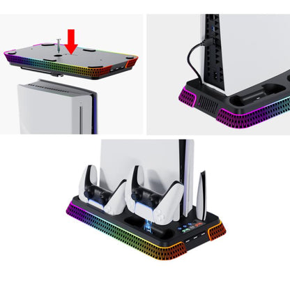For PS5 Pro / PS5 Slim / PS5 Multifunctional Cooling Base With Dual Handle Charging Dock