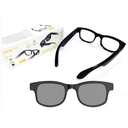 AIMB-V3 Smart Glasses With Interchangeable Sunglasses + Blue Light Blocking Lenses, AIMB-V3