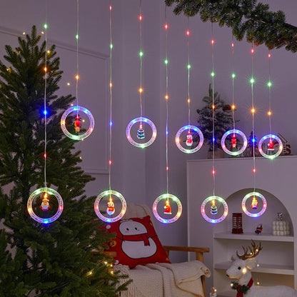 10pcs /Set Christmas Curtain Lights Holiday Decoration String Lights Leather String Christmas Ambiance Decoration Ball Lights